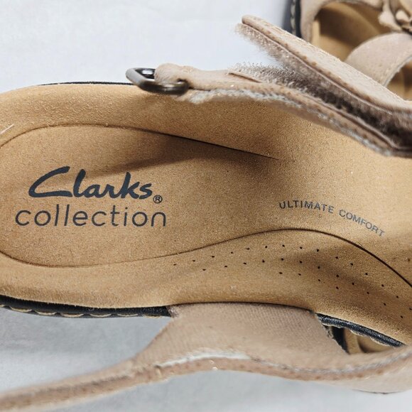 Clarks Beige Floral Strap Sandals - Picture 10 of 13